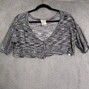Anthropologie Daily Practice Size S Short Sleeve Cropped Cardigan Top Space Dye
